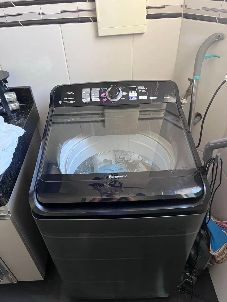 Máquina de lavar roupa Panasonic 15kg com 8 programas e smart sense  - Foto 3