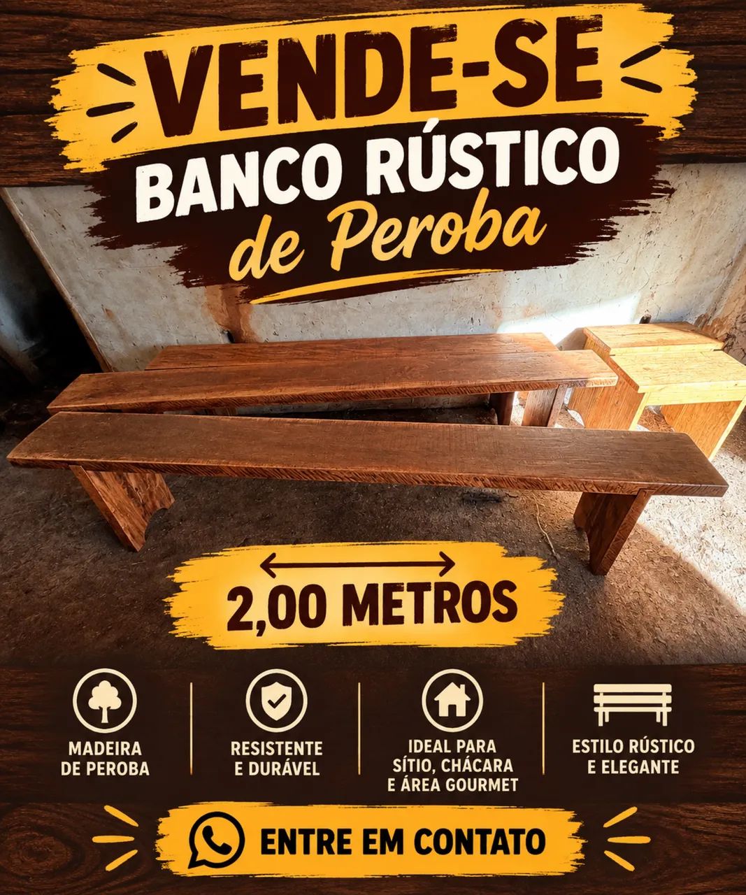 Promoção banco de madeira serrada 
