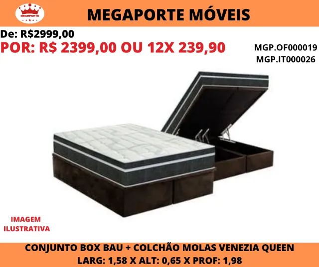 Conjunto Box Bau Queen Size Molas Bonnel Venezia