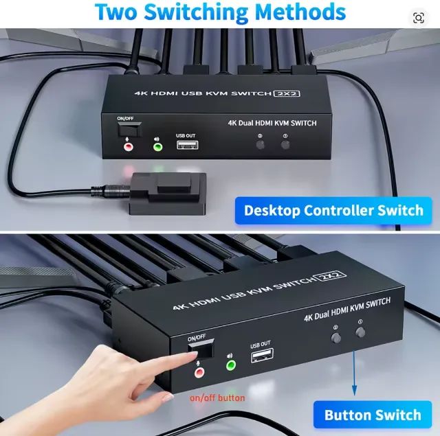 Switch KVM HDMI para Dois Monitores 2X2 4K 60Hz USB 3.0 - Foto 3