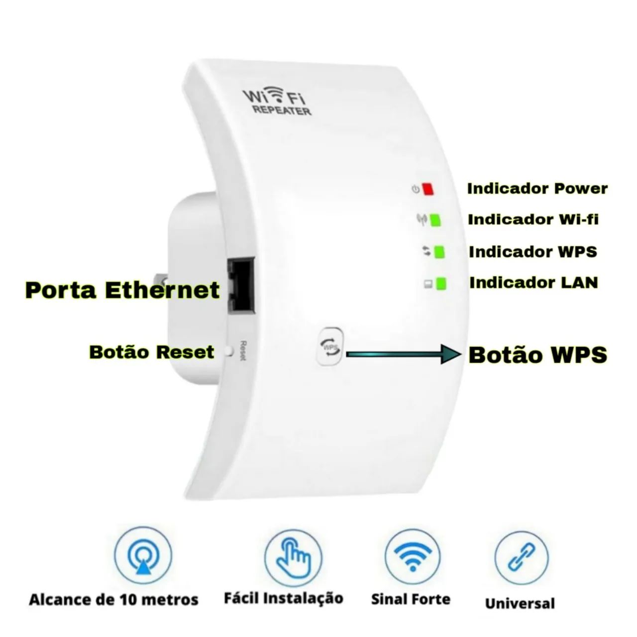 Roteador Repetidor Sinal Wifi 300mbps Wps Ap Aumentar Sinal - Foto 4
