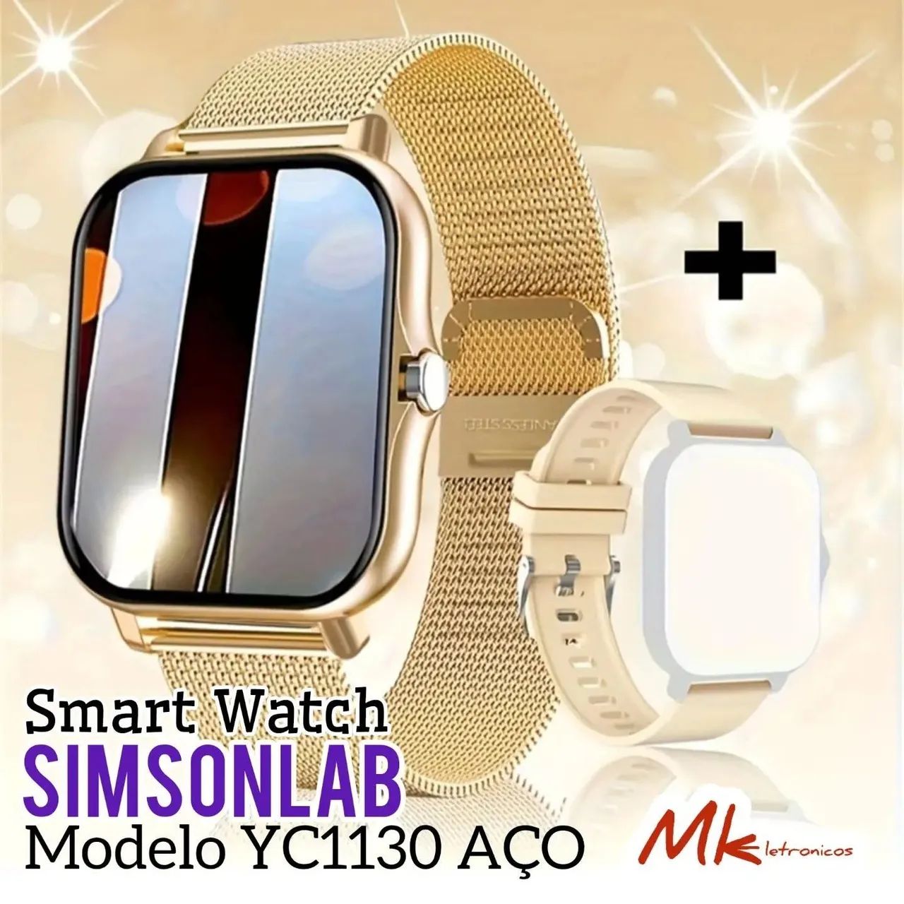 Smartwatch SIMSONLAB Pulseira SILICONE e AÇO  - Foto 3