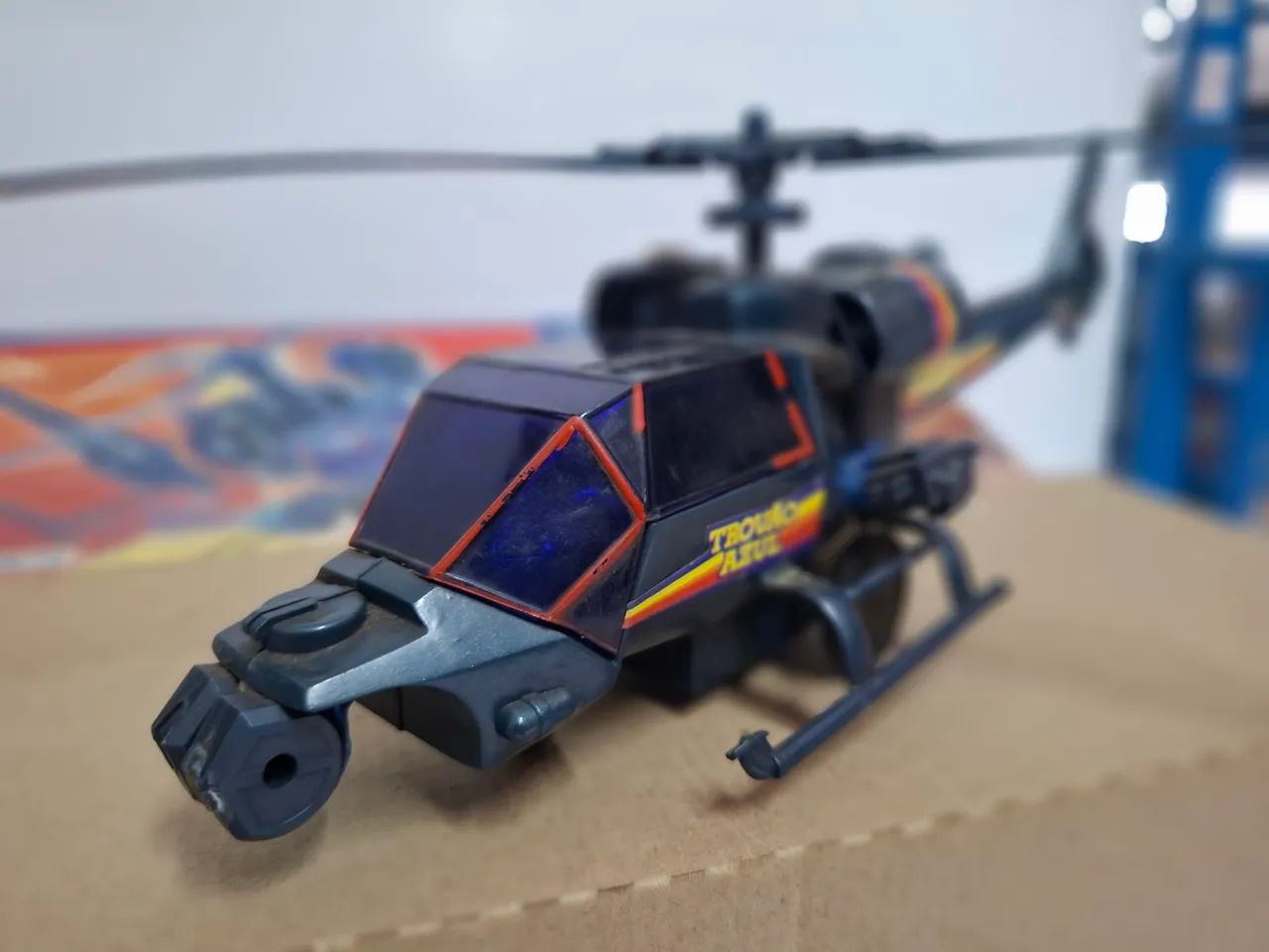 Helicóptero Trovão Azul da Glasslite com Caixa Funcionando  - Foto 5