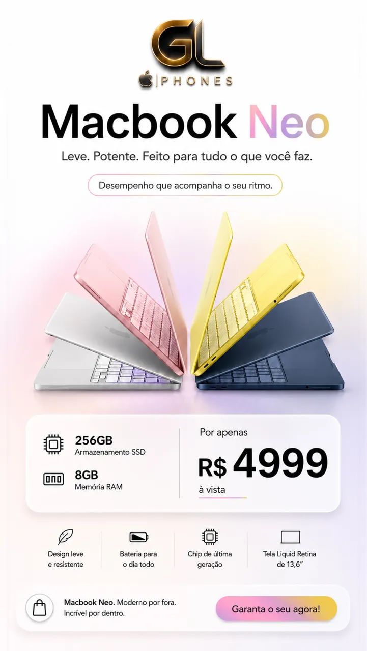 Macbook Neo 256GB NOVO LACRADO - Foto 4