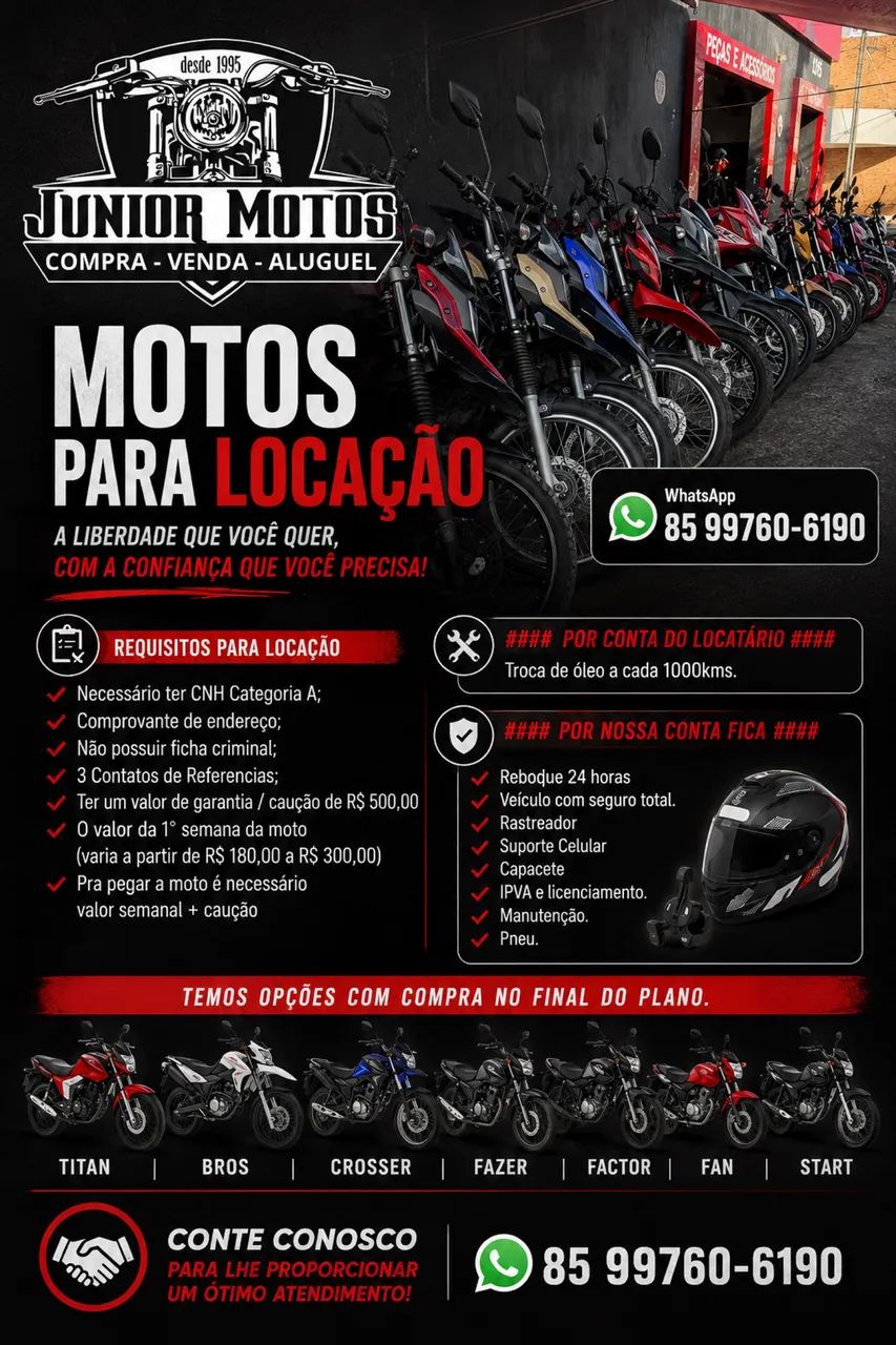 Aluguel de motos Com intenção de compra 