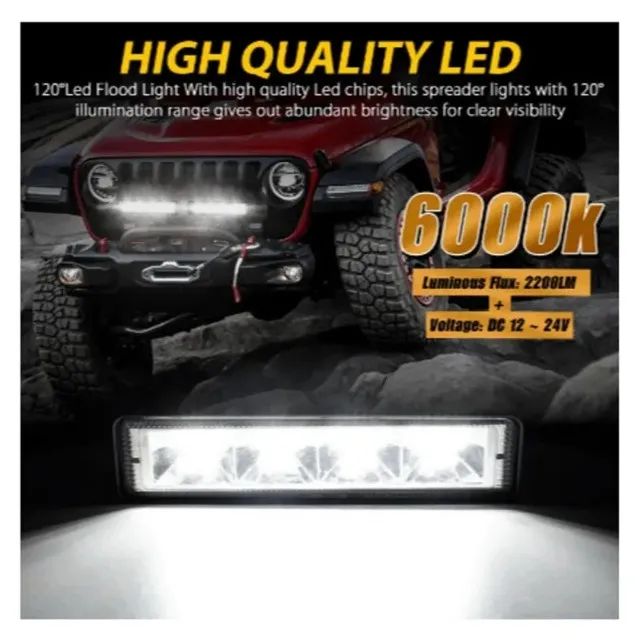 Par de Barras de Luz Automotivas de Alumínio de 6 Polegadas com 24 LEDs