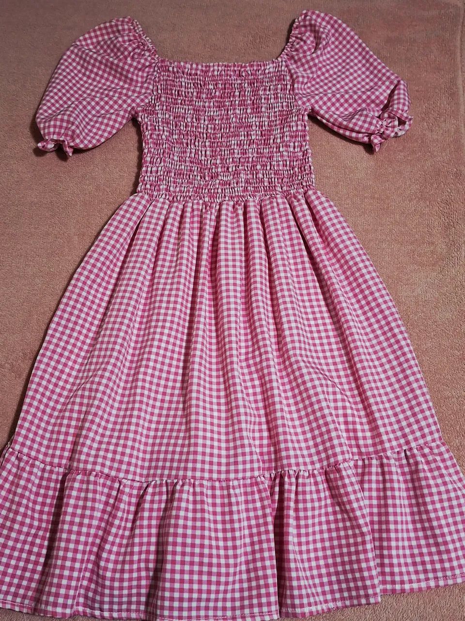 Vestido rosa Xadrez 