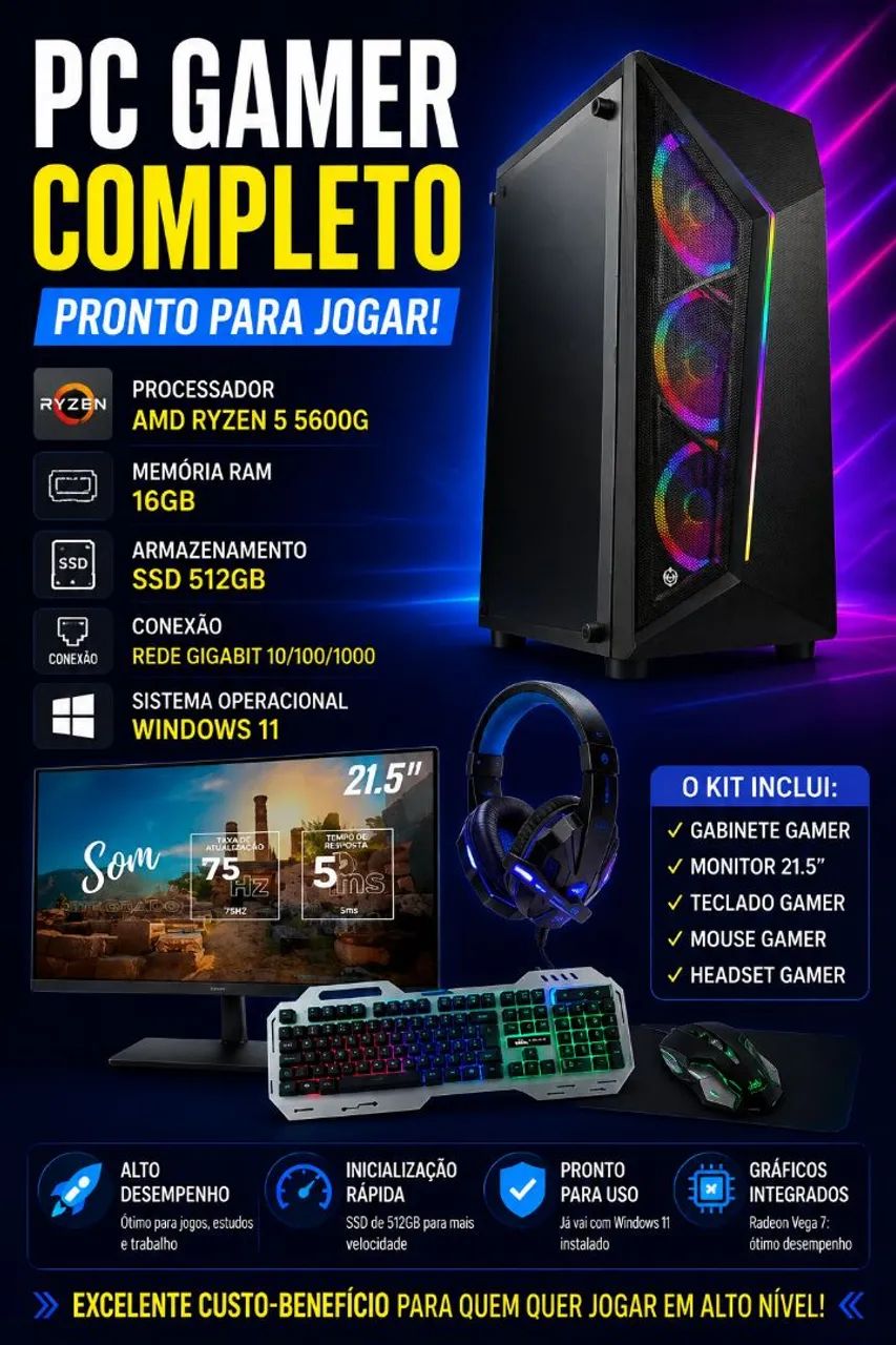 PC Gamer Computador completo 