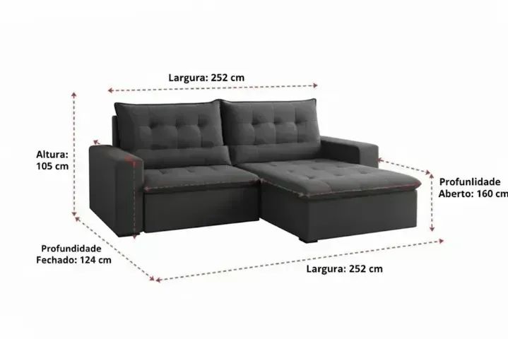 Sofá estofado retratil e reclinavel supremo cinza  - Foto 2