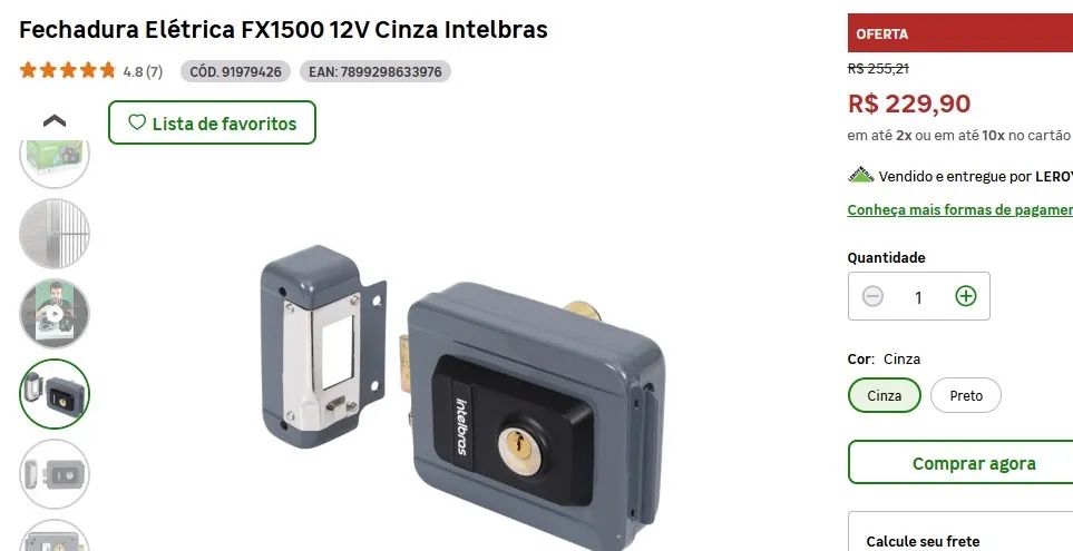 Fechadura elétrica FX1500 intelbras