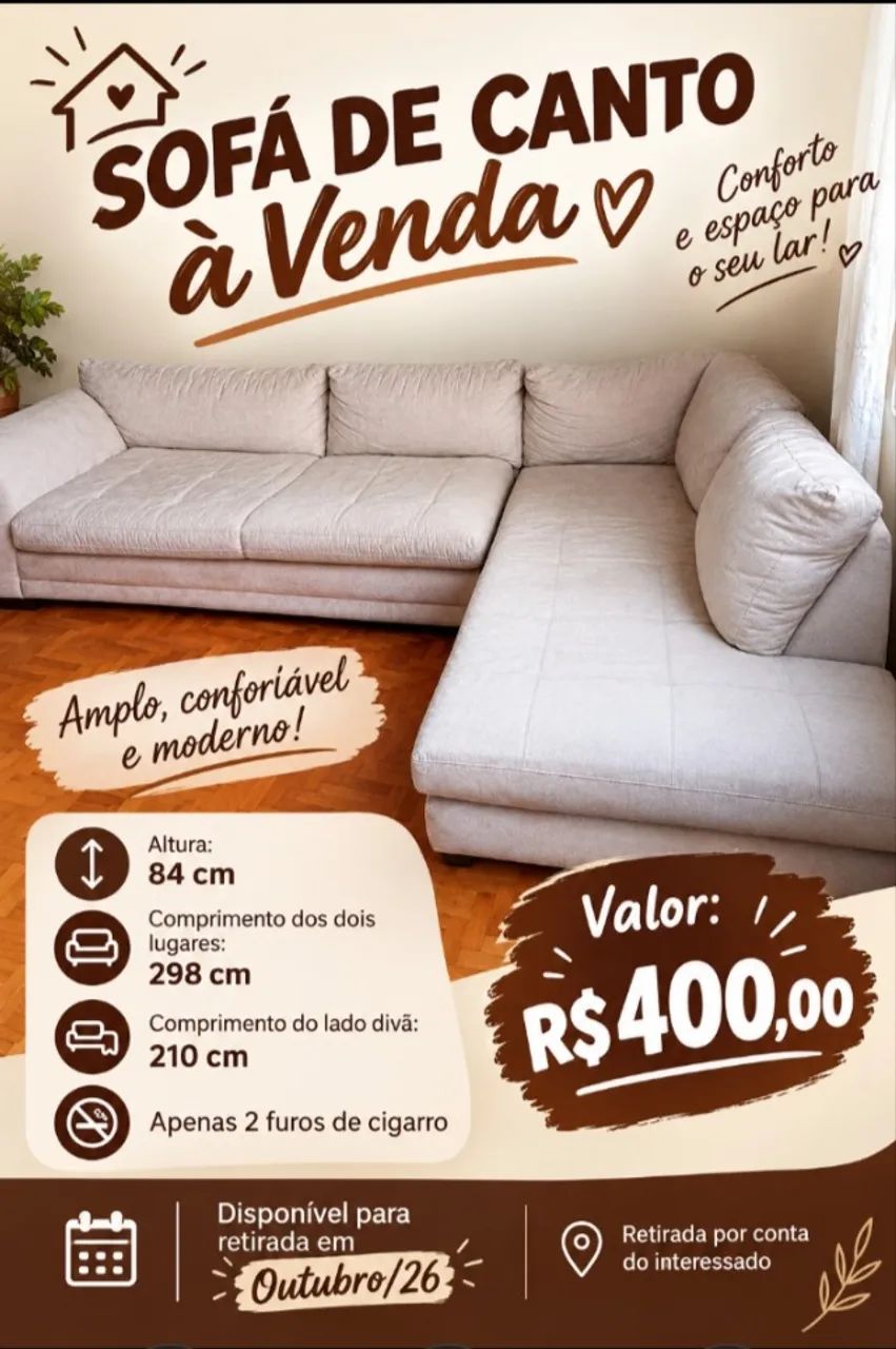 Sofá de Canto 6 Lugares 