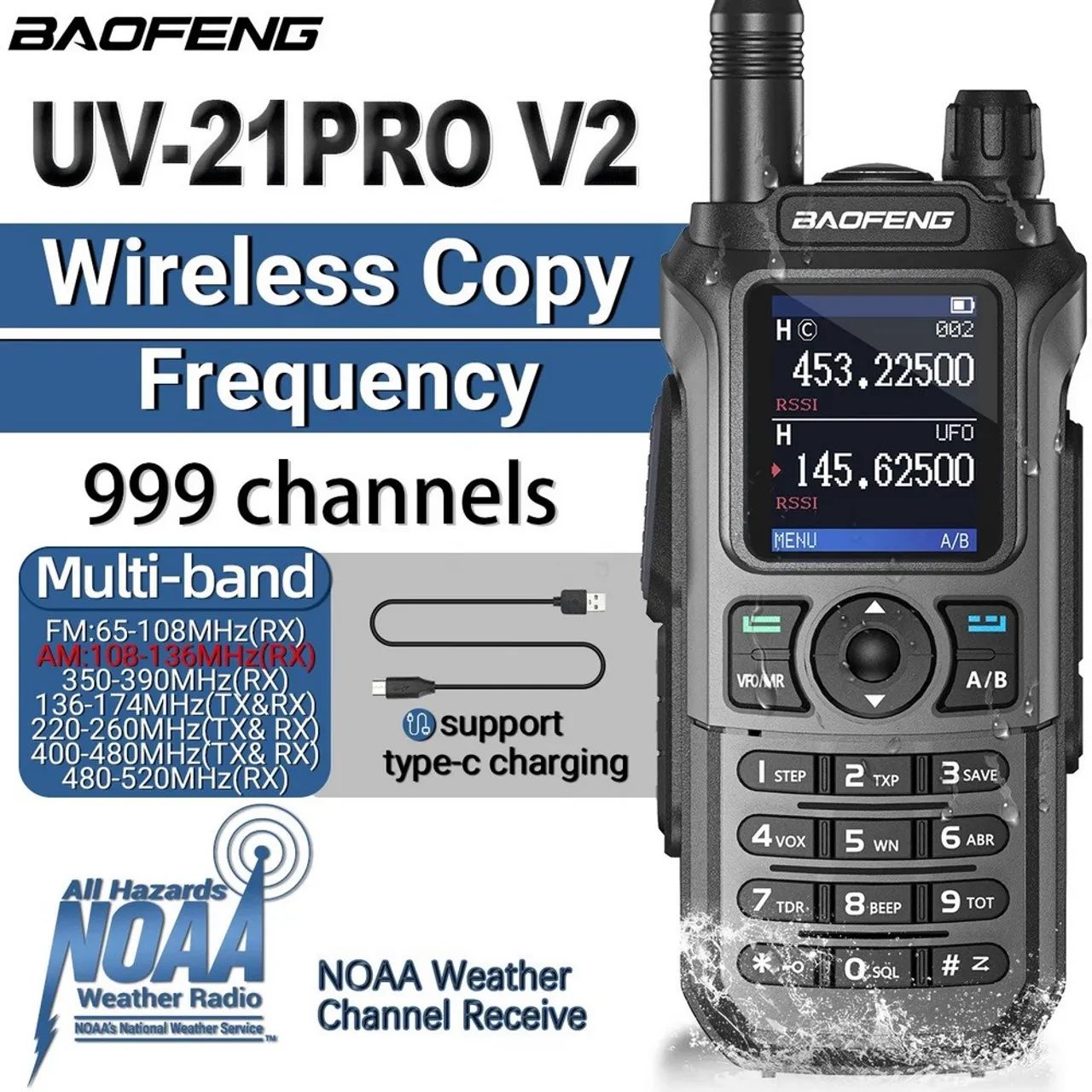 Radio Dual Band Baofeng Uv-21m Walktalk Longo Alcance Bandas De Freqüência Vhf Uhf 220mhz