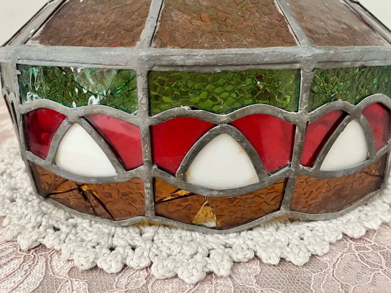 Lustre vitral antigo 35cm  - Foto 4