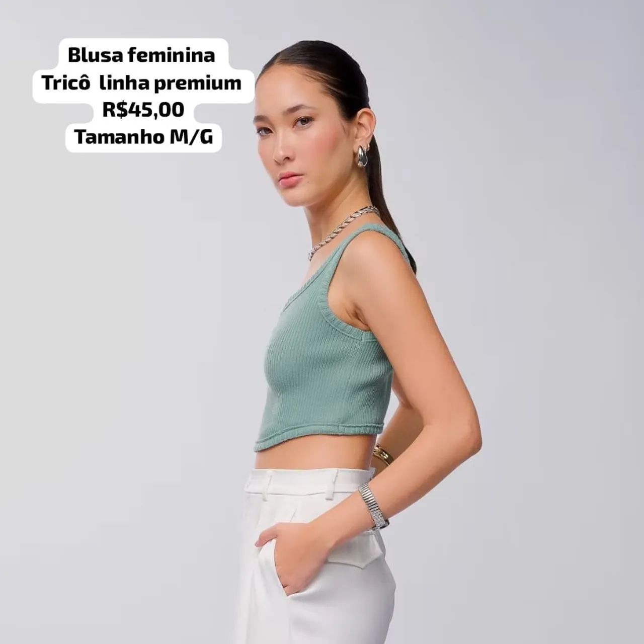 Blusa Cropped linha premium luxo tricô  - Foto 2