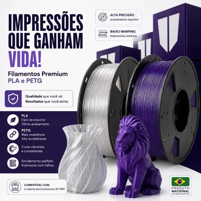 Filamento 3D p/ Impressoras BambuLab FlashForge Creality PLA PETG