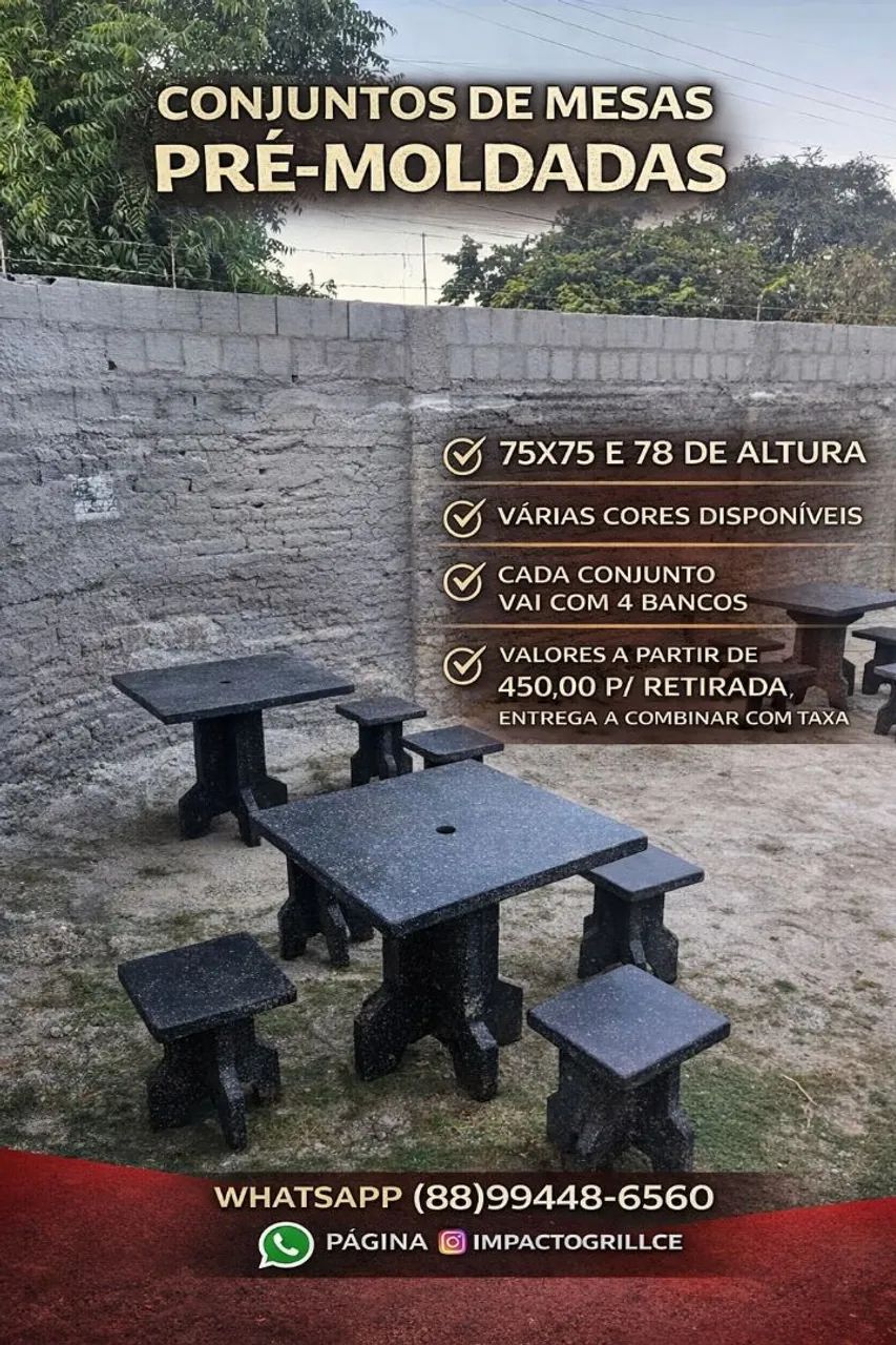 mesa e banquetas pré moldado