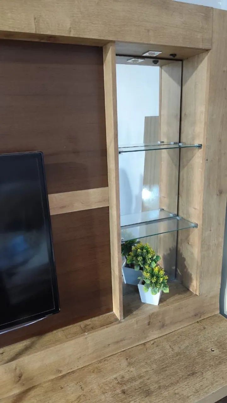 Estante MDF moderna com espelho e luz led - Foto 3
