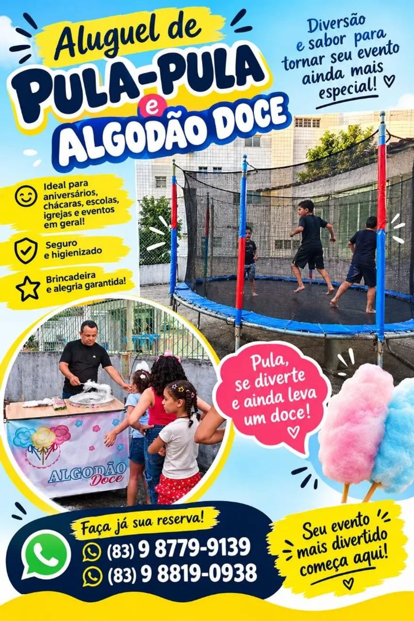 Aluguel pula pula e algodão doce