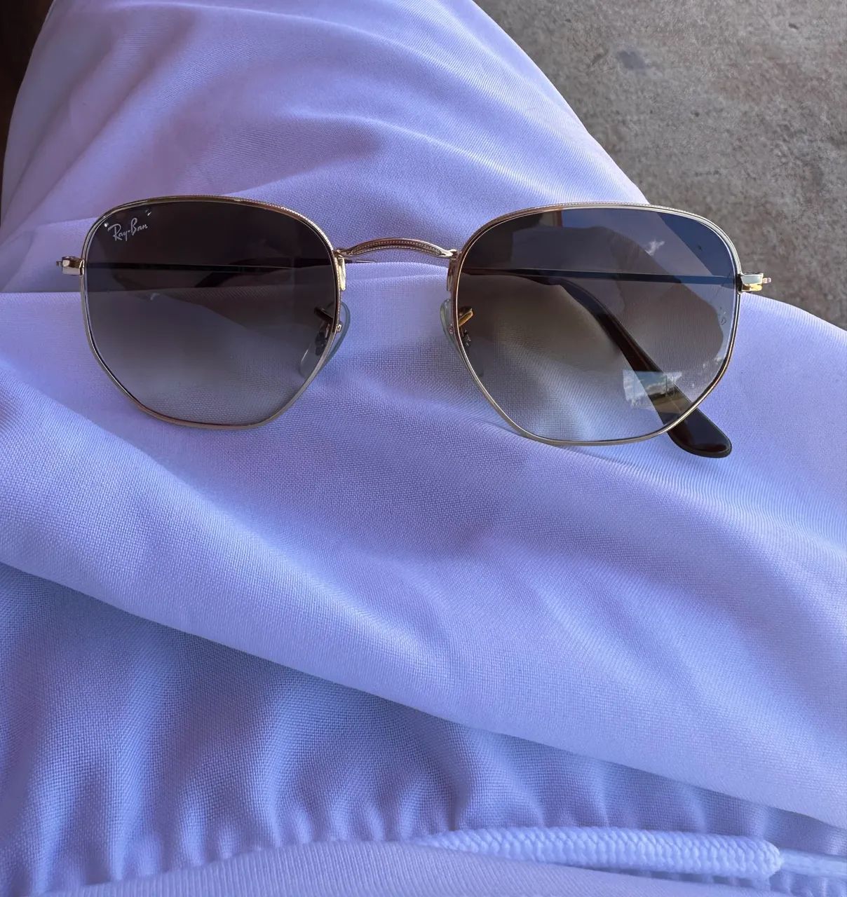 Ray-Ban Hexagonal Marrom-claro degradê - Foto 3