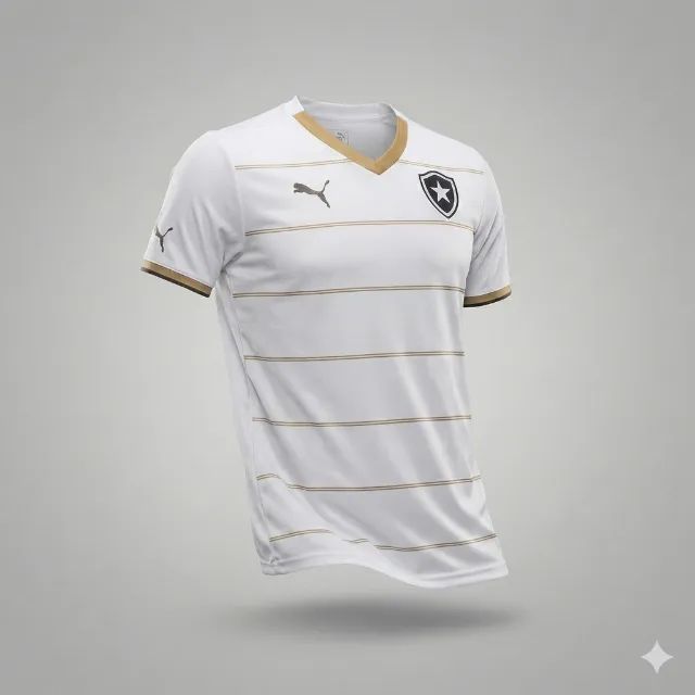 CAMISA PUMA BRANCA E DOURADO COM ESCUDO DO BOTAFOGO - Foto 2