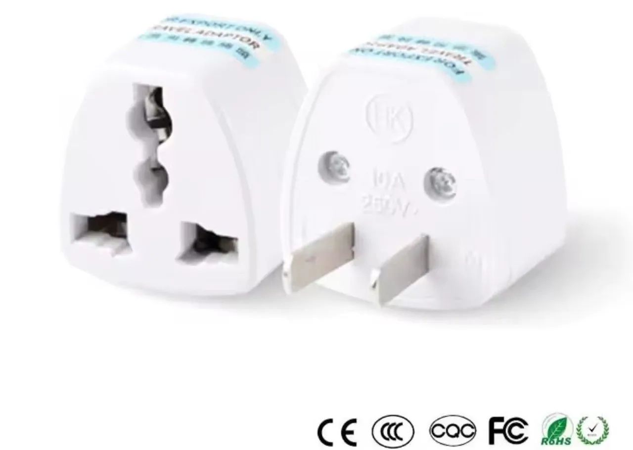 Adaptador plug de tomada 2 pino chato internacional EUA USA Japão UE Brasil tipo A branco - Foto 2
