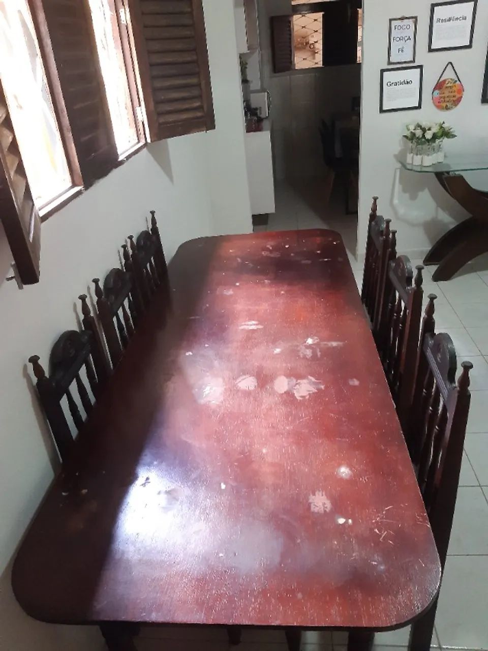 Mesa jantar com 6 cadeiras madeira  - Foto 4