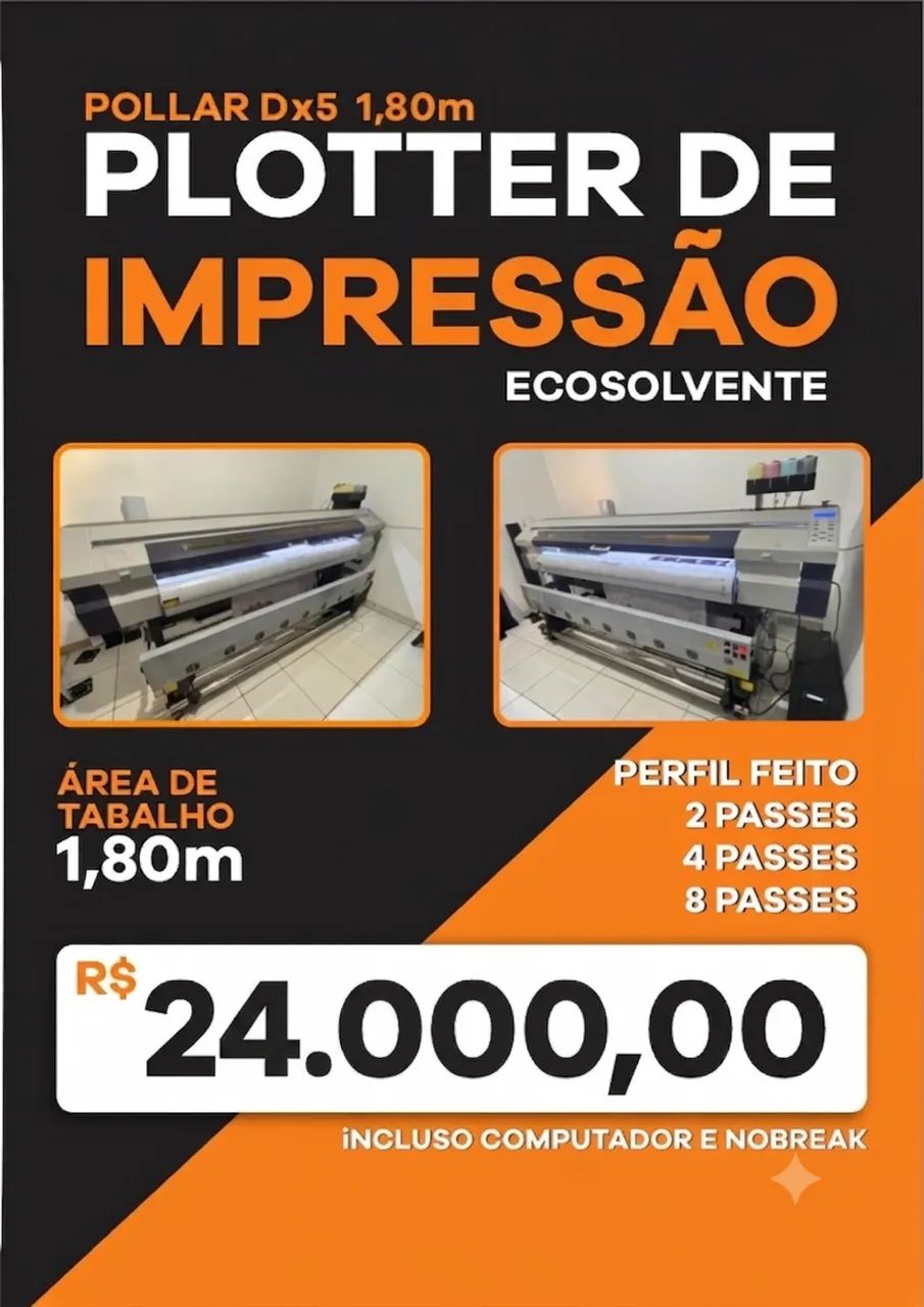 Plotter de impressão Pollar DX5 1.90 de boca