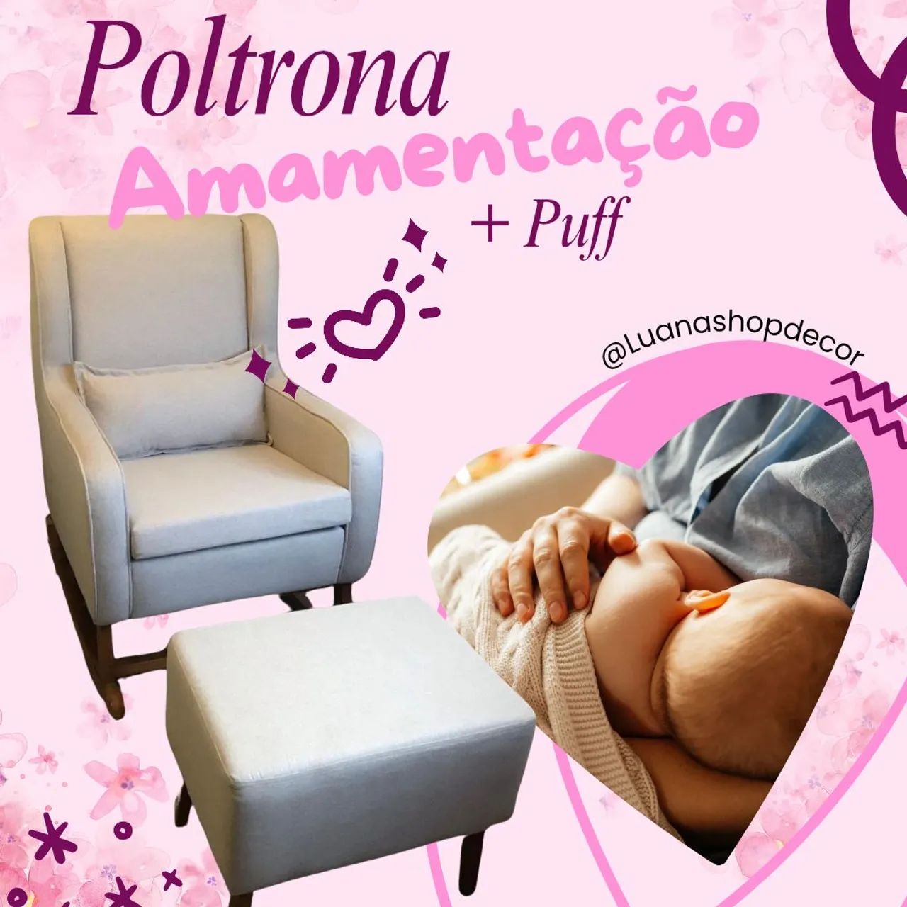 Poltrona Amamentação Luxo - Puff Grátis Conforto Garantido  - Foto 3
