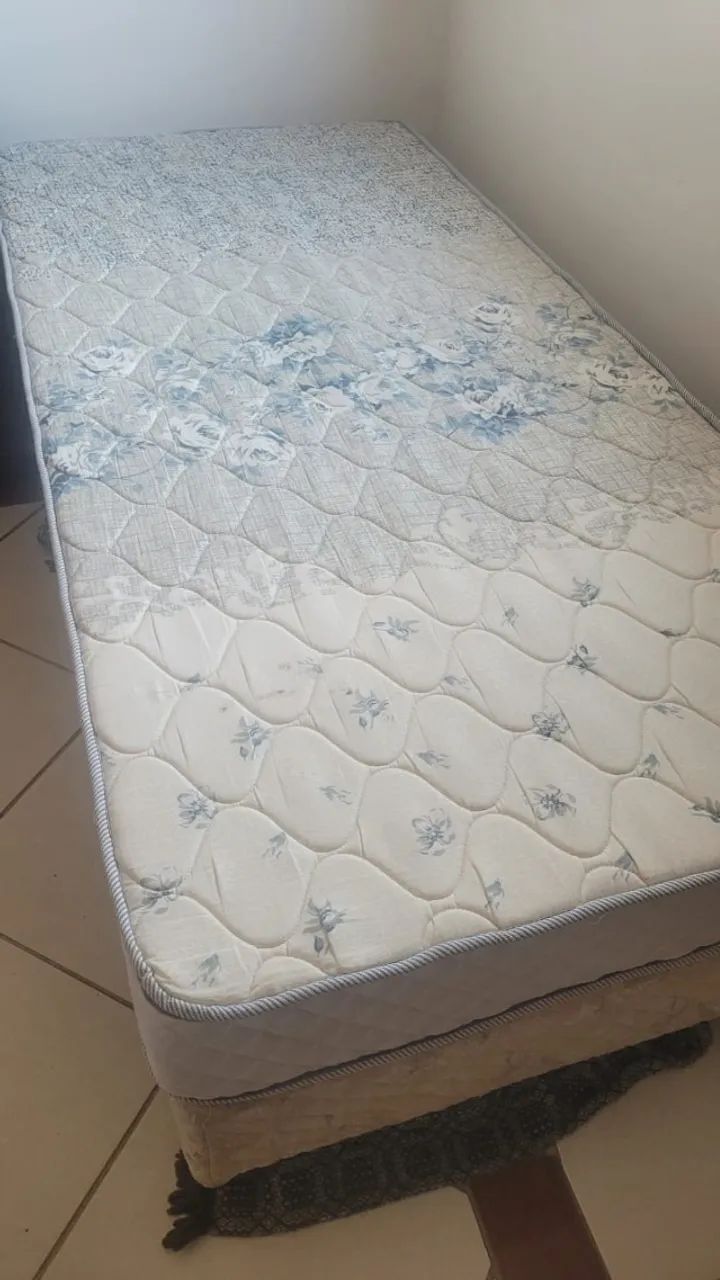 Cama Box Solteiro Com Colchão + Capa Impermeável - Ótimo Estado