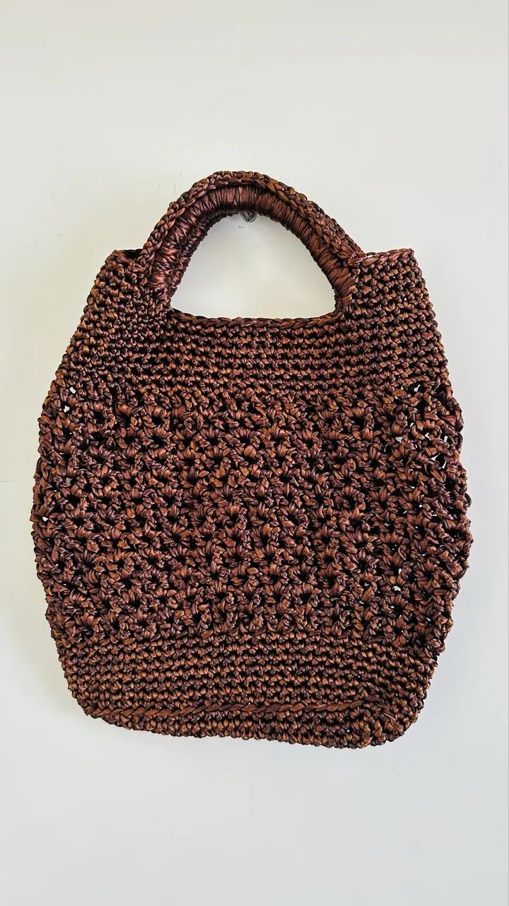 Bolsa crochê marrom