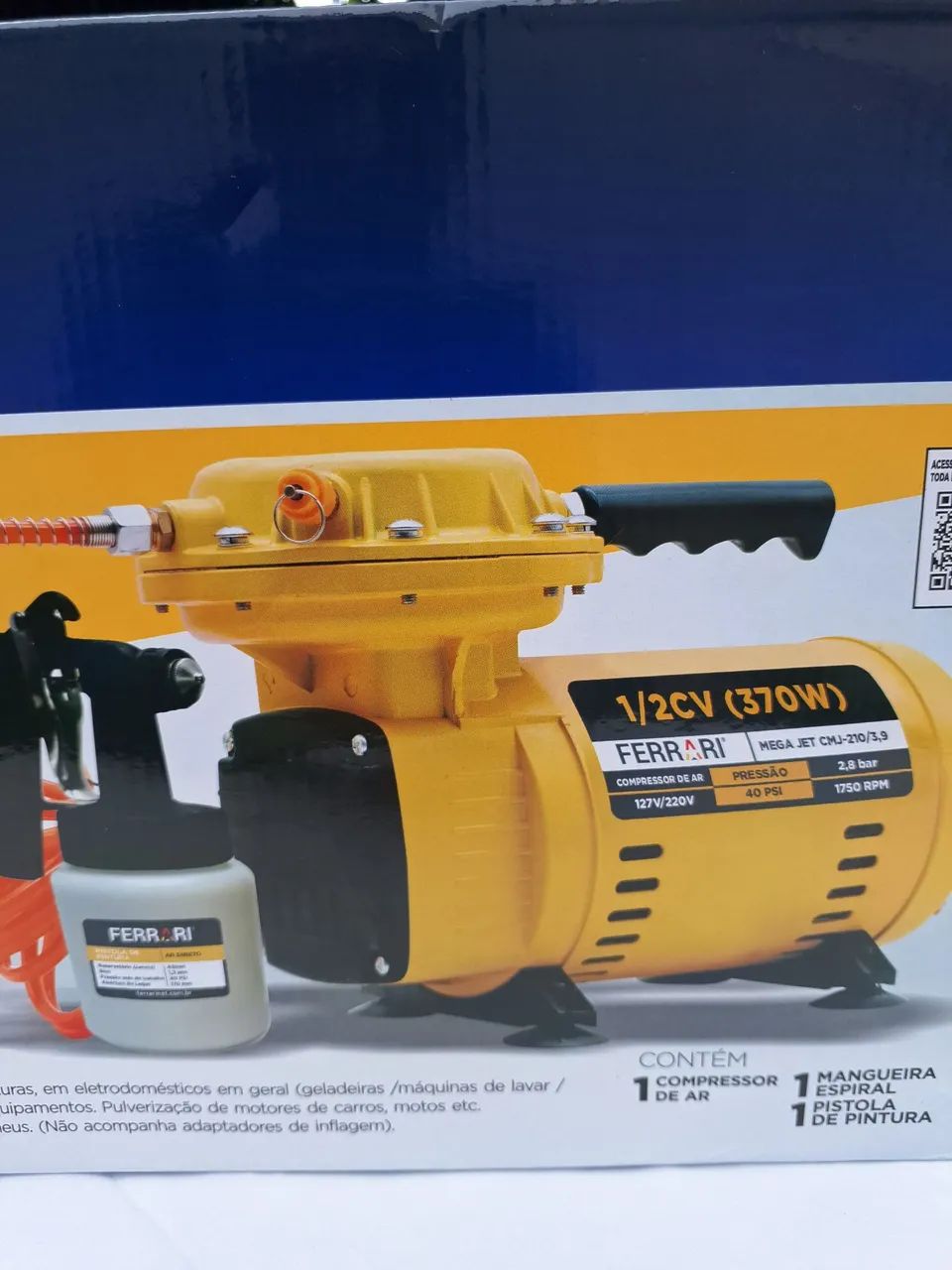 Compressor de ar direto Ferrari 1/2hp, bivolt, novo, na embalagem lacrada 