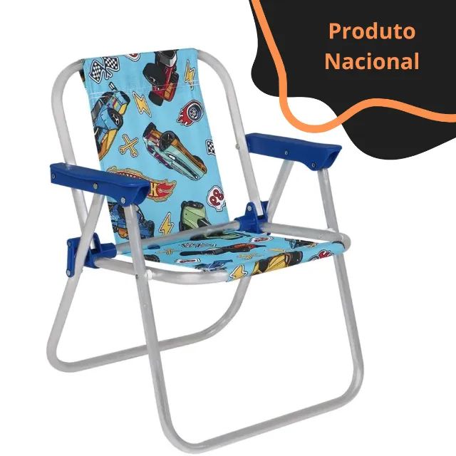 Cadeira Infantil Azul Hot Whels em Alumínio. Praia, Piscina, Jardim, Campo. - Foto 6