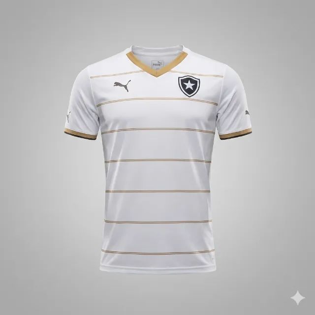 CAMISA PUMA BRANCA E DOURADO COM ESCUDO DO BOTAFOGO