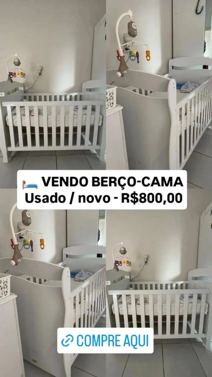 ? VENDO BERÇO-CAMA<br> Usado / novo - R$800,00