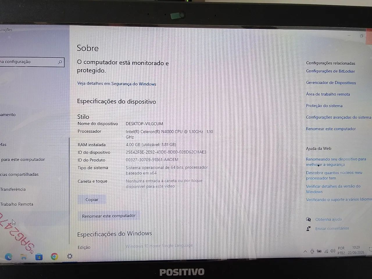 Notebook positivo 