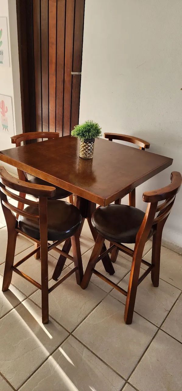 Conjunto de mesa com banquetas, madeira maciça  - Foto 3
