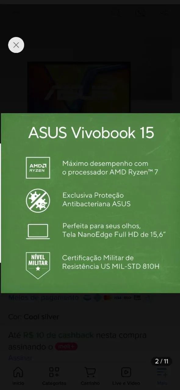 Notebook Asus vivobook 15 Ryzen 7  - Foto 3