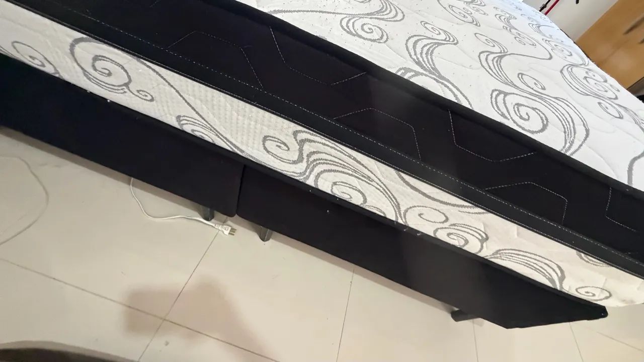 Cama Box Casal com Colchão e Cabeceira Estofada - Foto 2