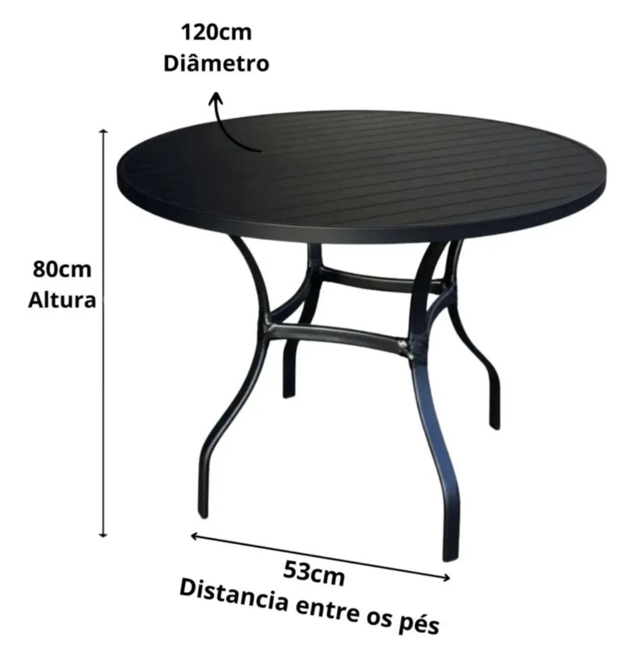 Mesa Ripada em Alumínio 1,20 Preta pra Jardim  - Foto 2