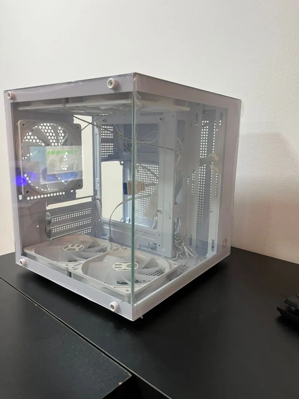 blue case micro atx 3x fans