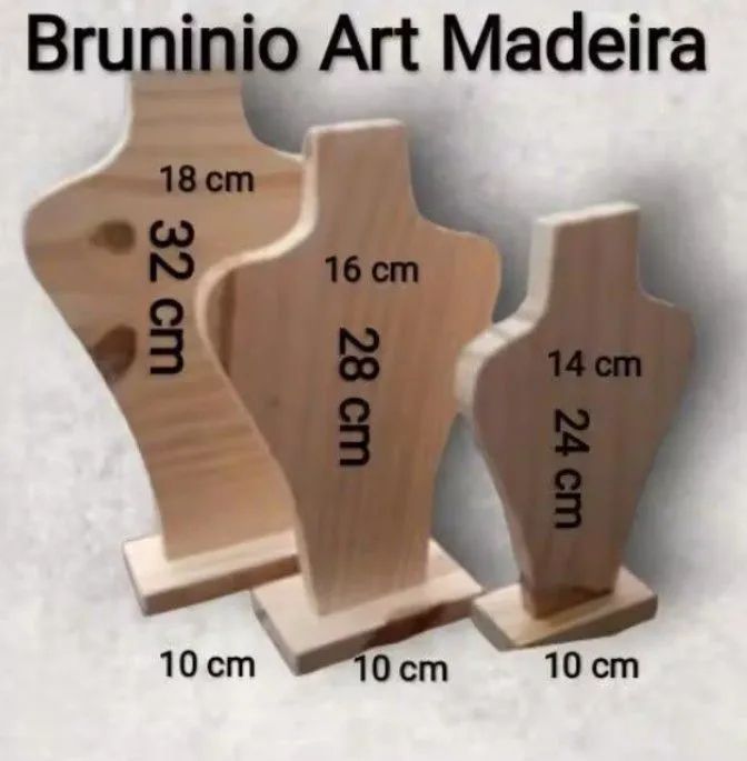 Busto de madeira para bijuterias kit de 3 - Foto 3