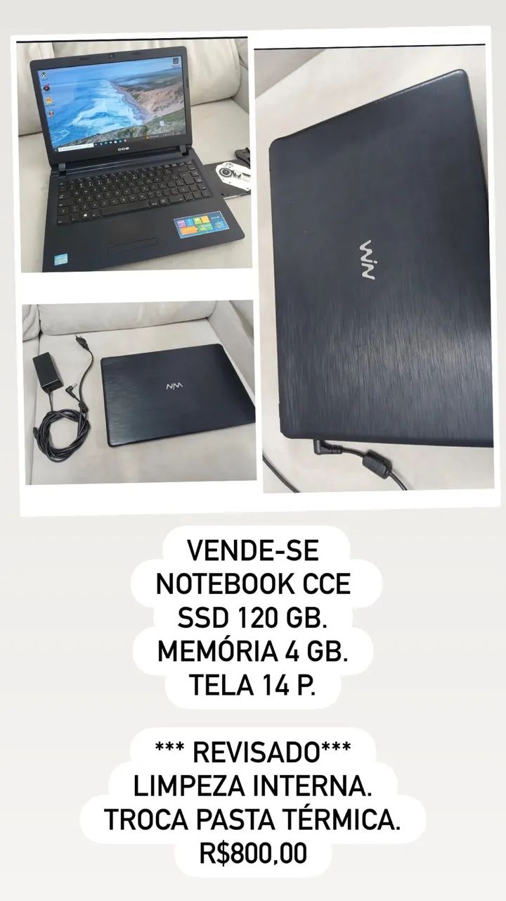 Notebook CCE / i3 / SSD 120 GB / Revisado 