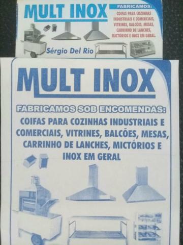 Fabricamos coifas industriais inox, mesas, vitrines, inox em geral.