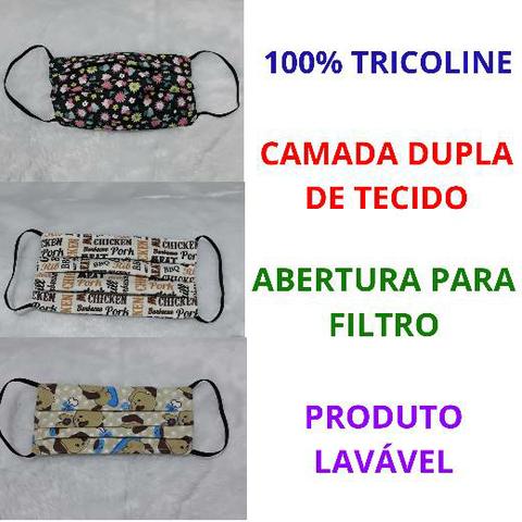 Máscara tecido tricoline camada dupla e filtro - Foto 4