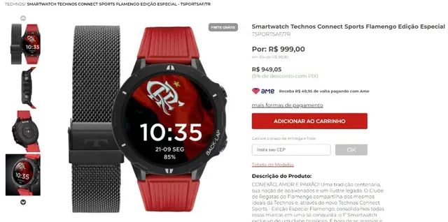 Smartwatch Flamengo Technos Connect Sports - flamengo