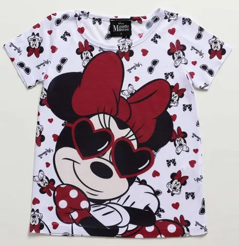 Blusa Infantil Minnei Manga curta Disney