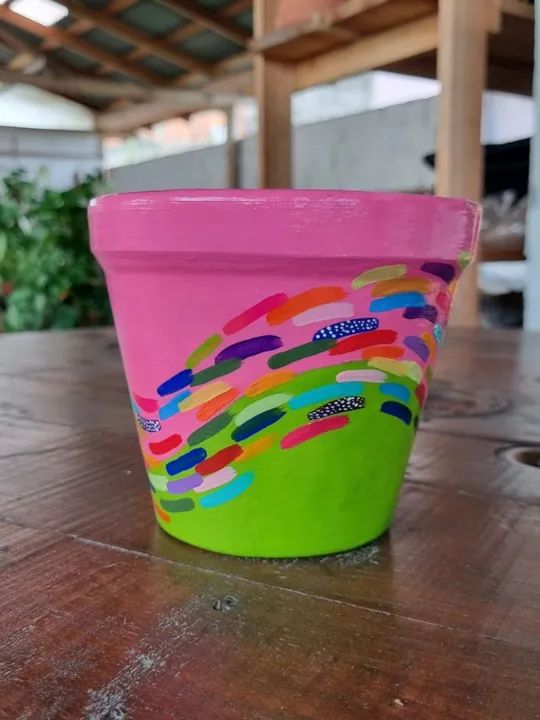 Vaso Cachepot de cerâmica pintado à mão - Foto 2