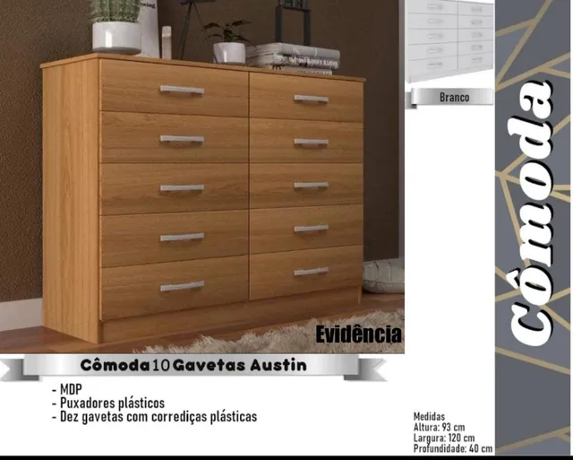 Cômoda 10 gavetas austin 