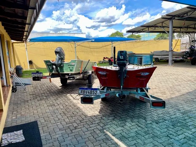 Canoa barco motor popa carreta aluguel locação - Foto 2