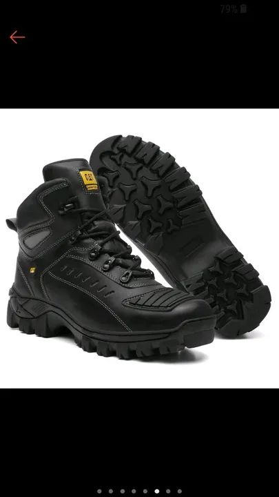 Coturno Bota Caterpillar Motoqueiro Masculina 100% Couro Palmilha em Gel - Foto 4
